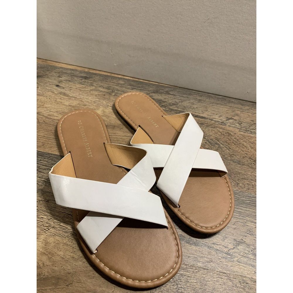 Charles Albert Women's Sandals Slides Slip On‎ White Size Large 7-8